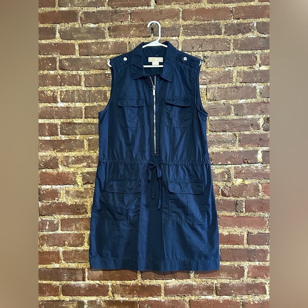 Michael Kors Blue Buttoned Sheath Mini Dress Size XL